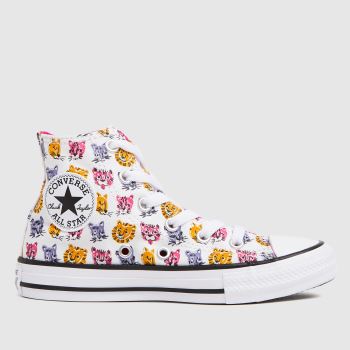 Converse white & pink hi jungle cats Girls Junior Trainers Converse white & pink hi jungle cats Girls Junior Trainers