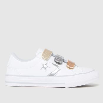 Converse white & silver star player 3v lo trainers junior Converse white & silver star player 3v lo trainers junior