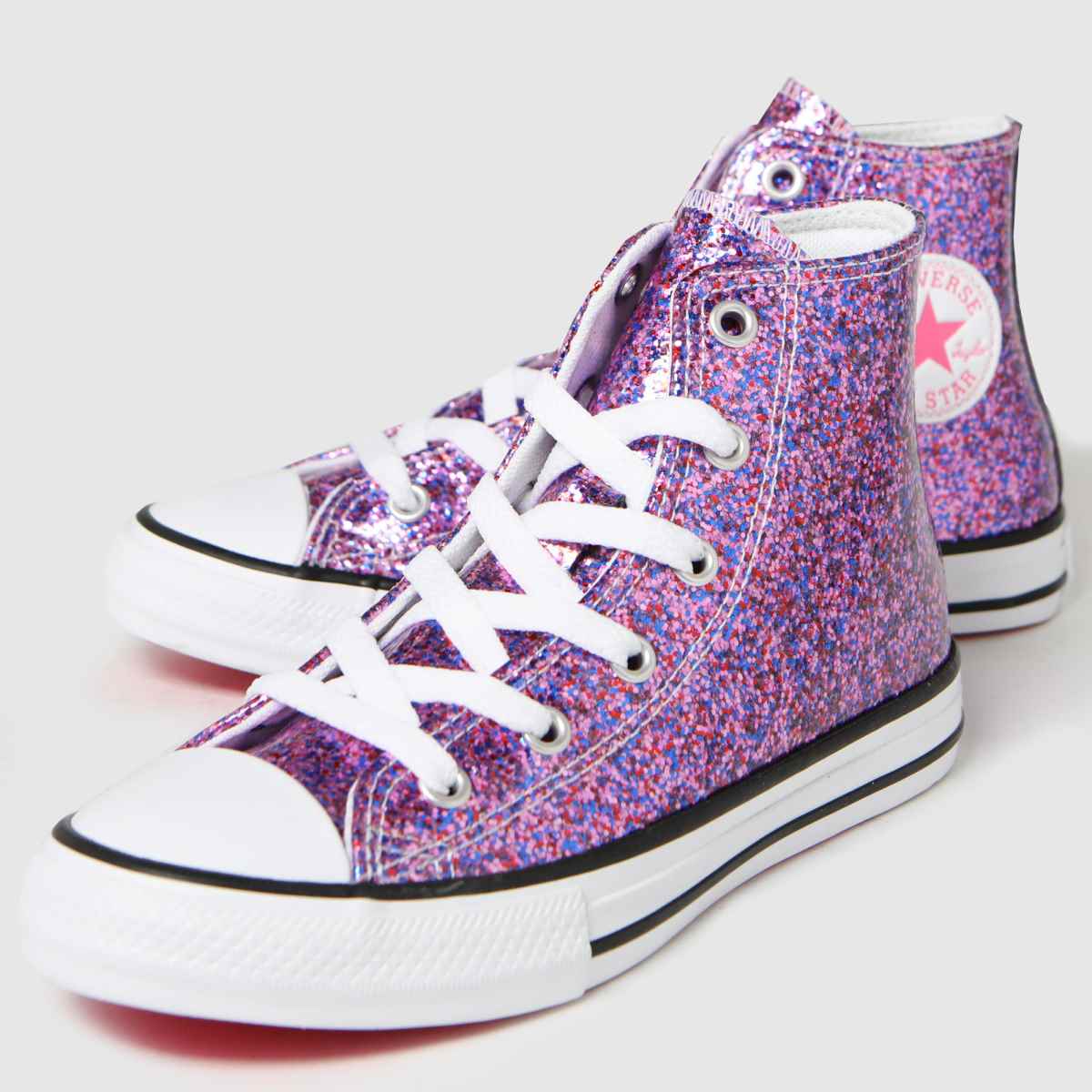 Girls Pink Converse Hi Glitter Trainers schuh