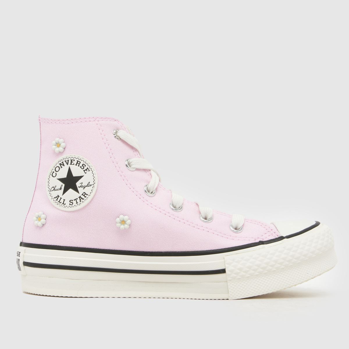 Converse Pale Pink All Star Lift Hi Beaded Girls Junior Trainers, Size: 12 (EU 30)