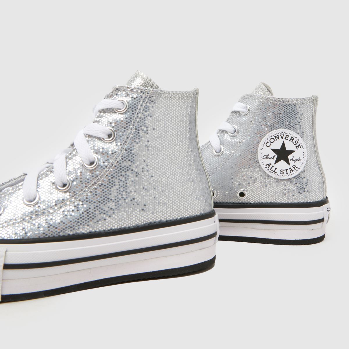 Converse All Star EVA Lift Hi Girls Junior in Silver Converse All Star EVA Lift Hi 7