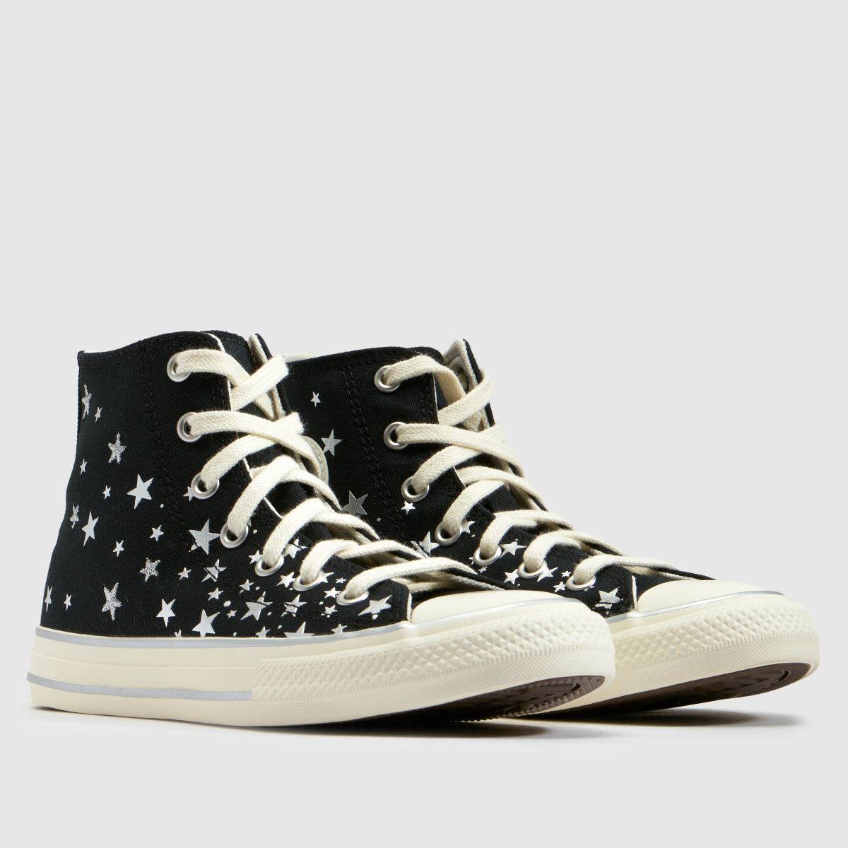 Converse All Star Hi Girls Junior in Black & Silver Converse All Star Hi 1