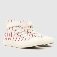 Converse All Star Hi 1V Girls Junior in White & Red Converse All Star Hi 1V,2 of 4