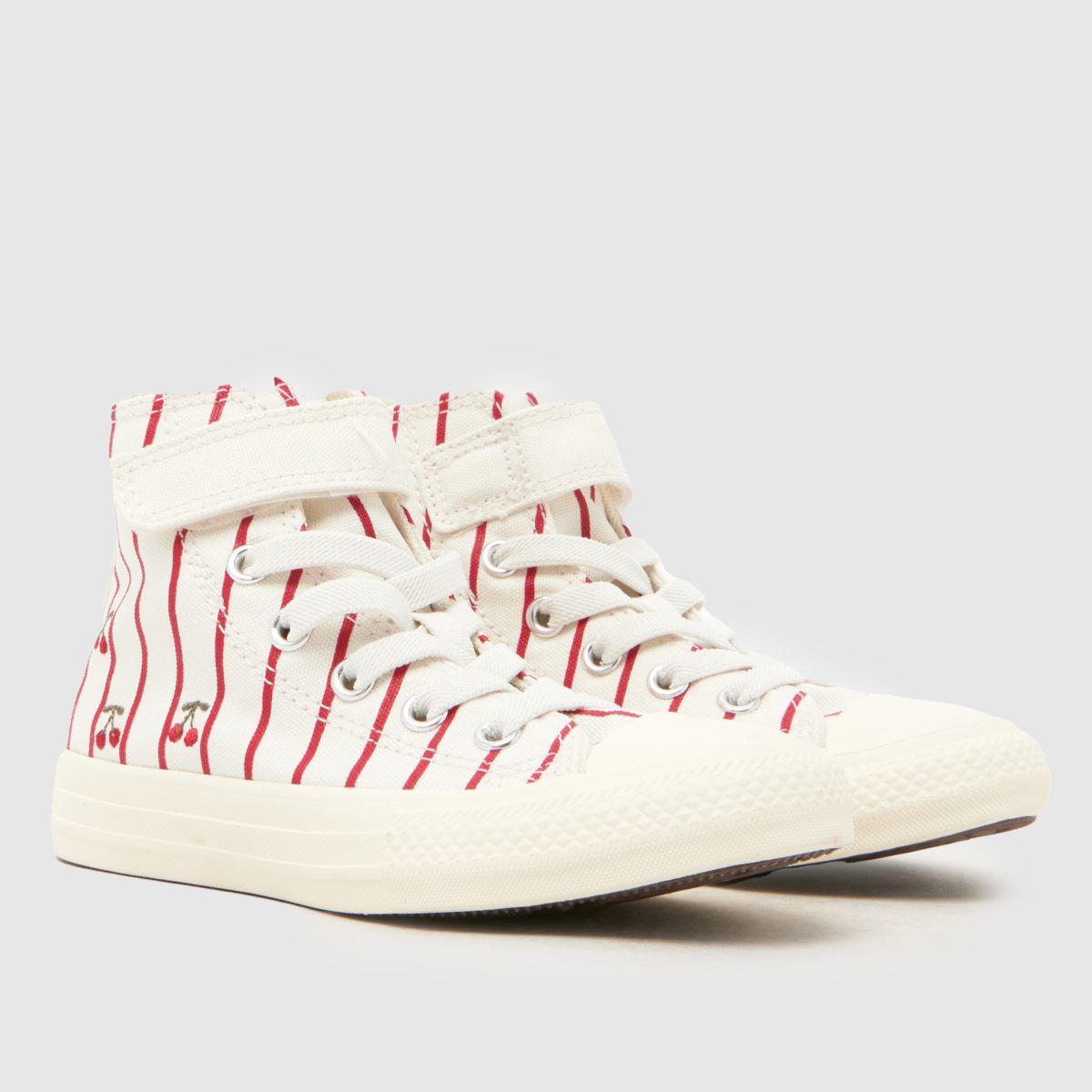 Converse All Star Hi 1V Girls Junior in White & Red Converse All Star Hi 1V 1