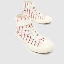 Converse All Star Hi 1V Girls Junior in White & Red Converse All Star Hi 1V,3 of 4