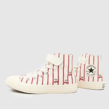 Converse All Star Hi 1V Girls Junior in White & Red Converse All Star Hi 1V,4 of 4