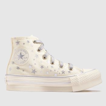 Converse White & Silver All Star EVA Lift Hi Girls Junior