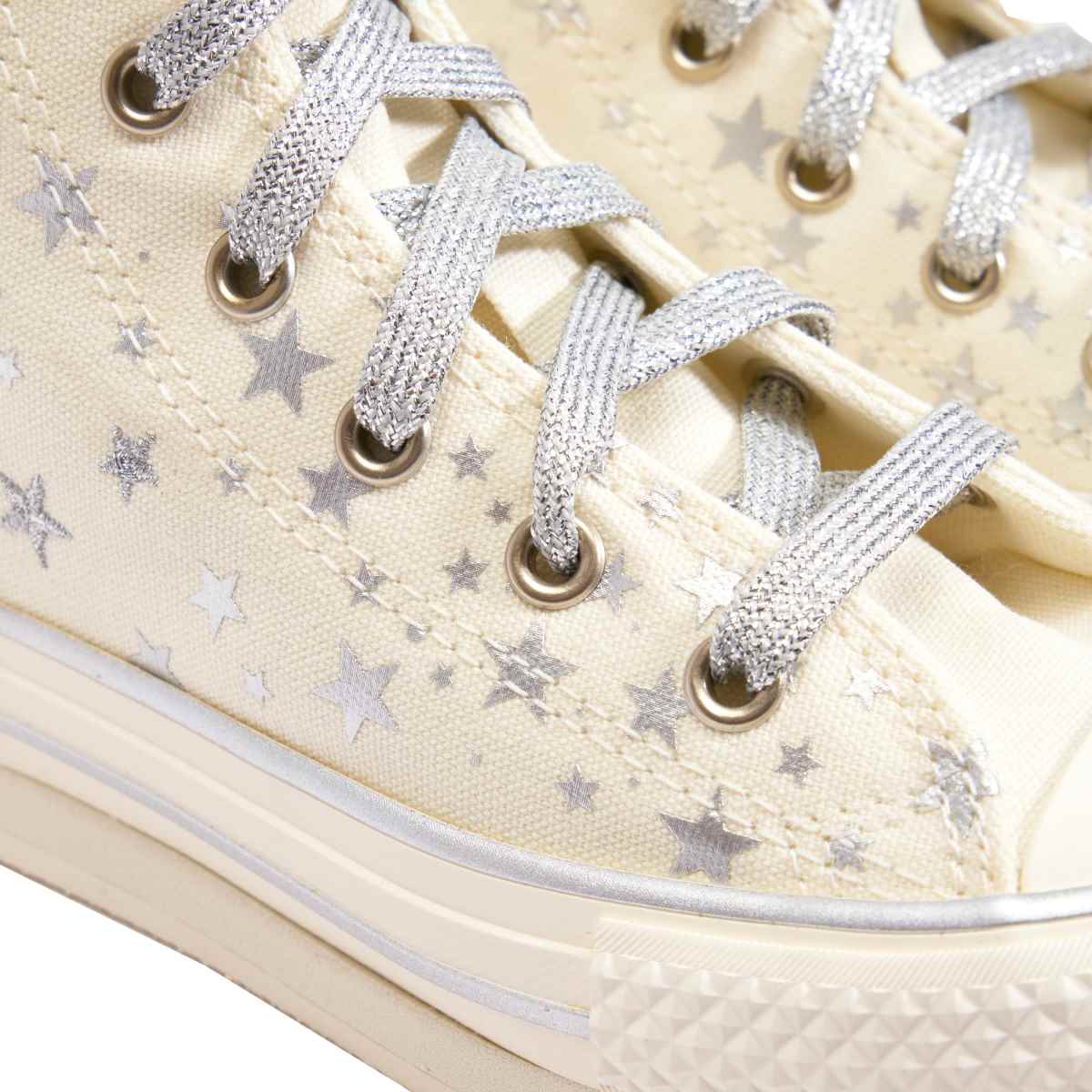 Converse All Star EVA Lift Hi Girls Junior in White & Silver Converse All Star EVA Lift Hi 4