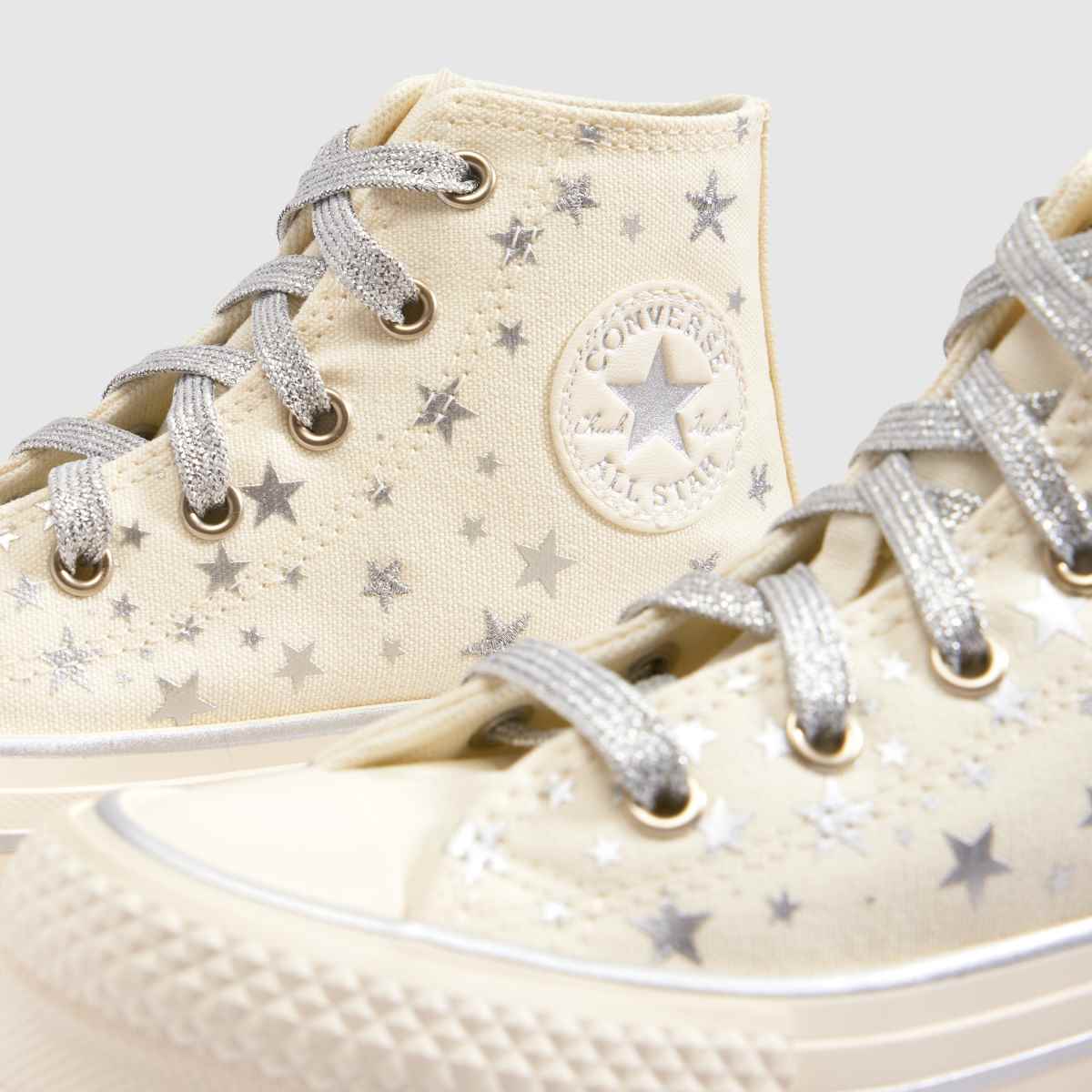 Converse All Star EVA Lift Hi Girls Junior in White & Silver Converse All Star EVA Lift Hi 7