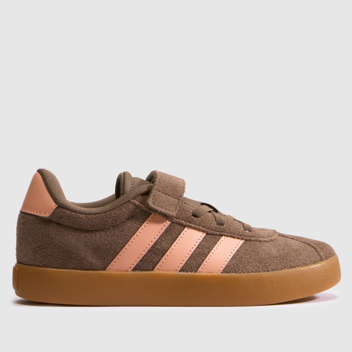 adidas Brown Multi VL Court Girls Junior Trainers, Size: 1 (EU 33)