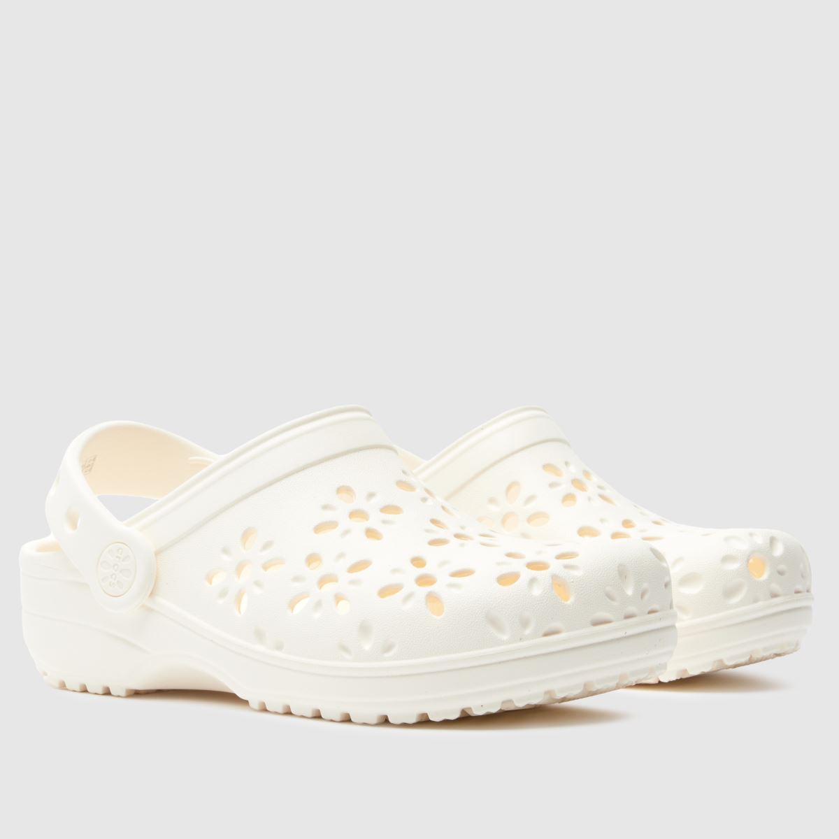 Kids Girls Junior Off-White Crocs Classic Floral Cut Out Clog Sandals ...