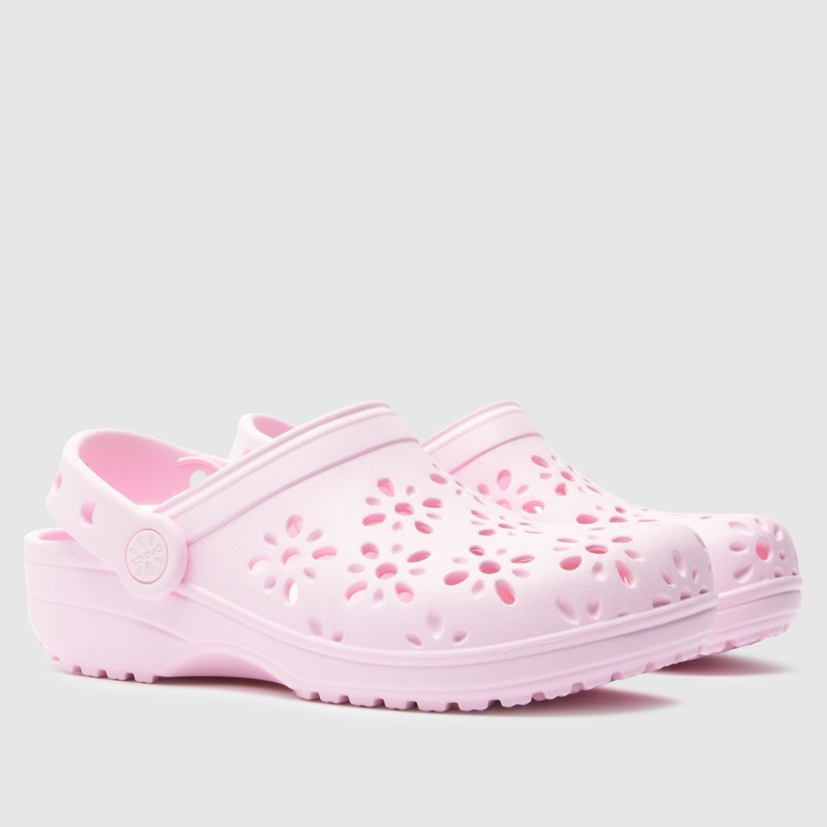 Crocs Classic Floral Cut Out Clog Girls Junior in Pale Pink Crocs Classic Floral Cut Out Clog 1