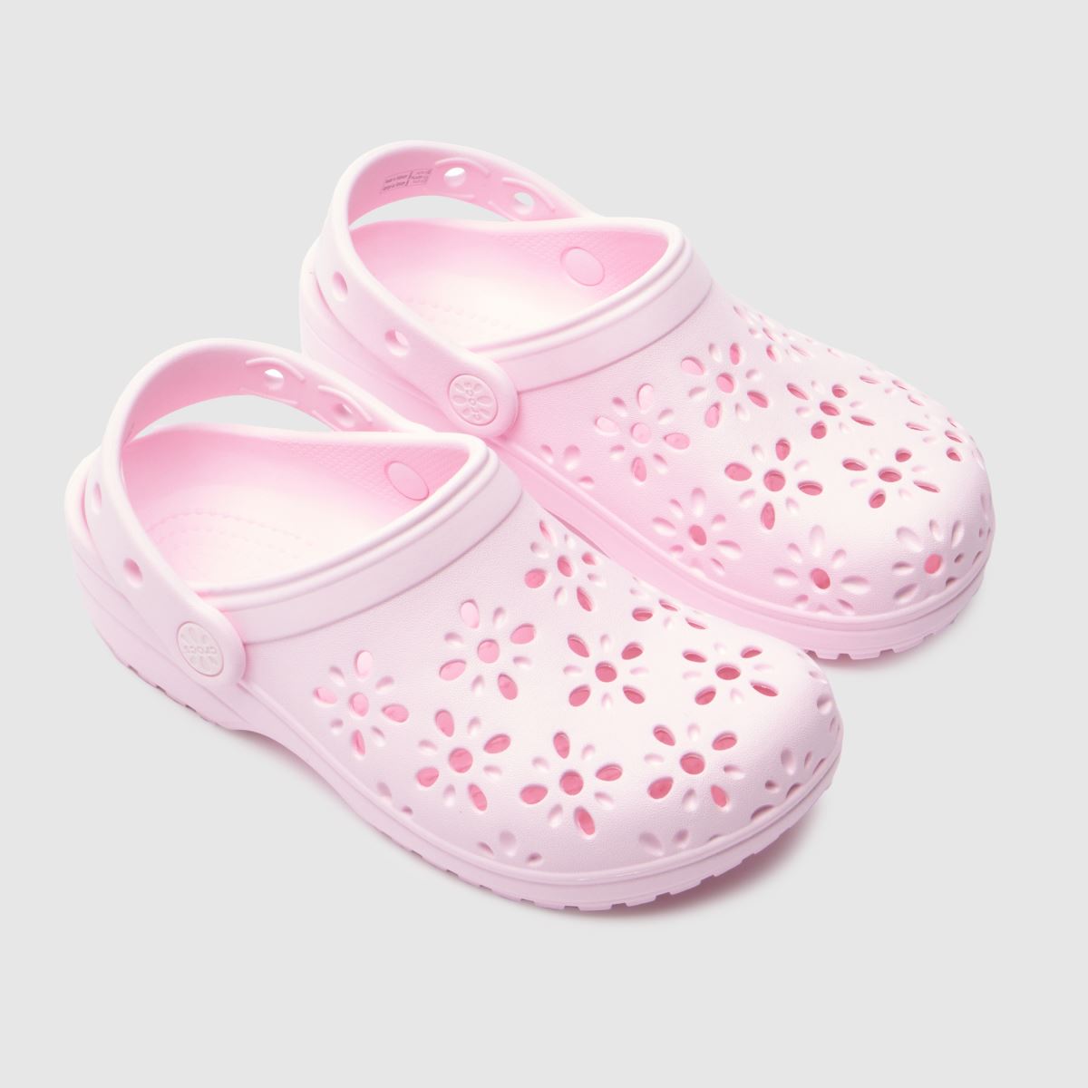 Crocs Classic Floral Cut Out Clog Girls Junior in Pale Pink Crocs Classic Floral Cut Out Clog 4