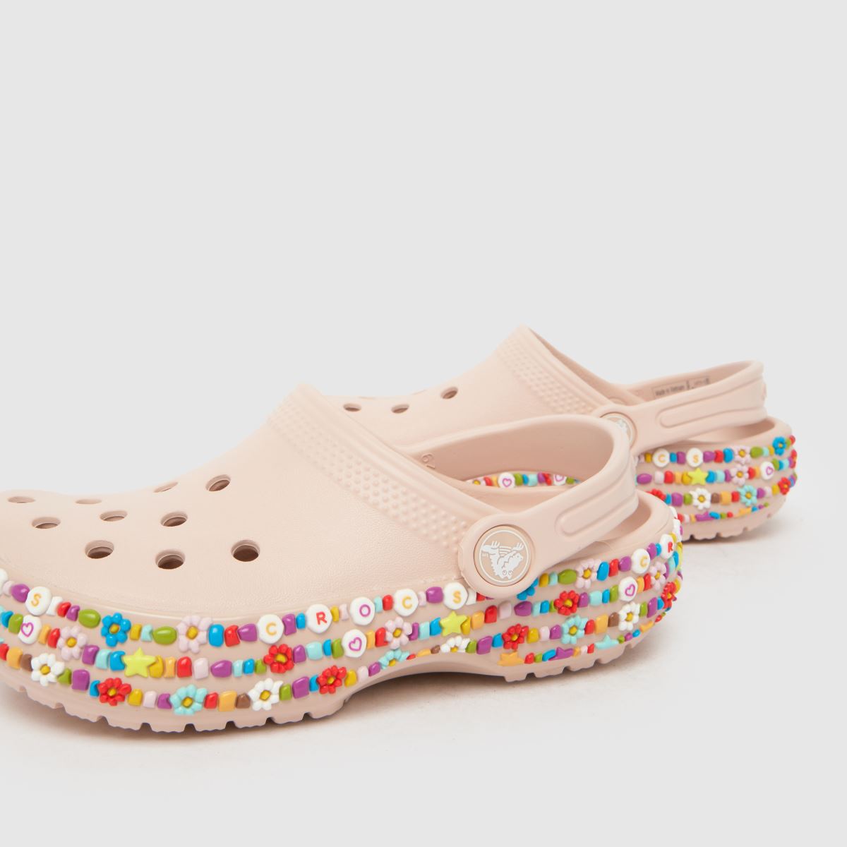 Crocs Classic Charms Clog Girls Junior in Pale Pink Crocs Classic Charms Clog 7