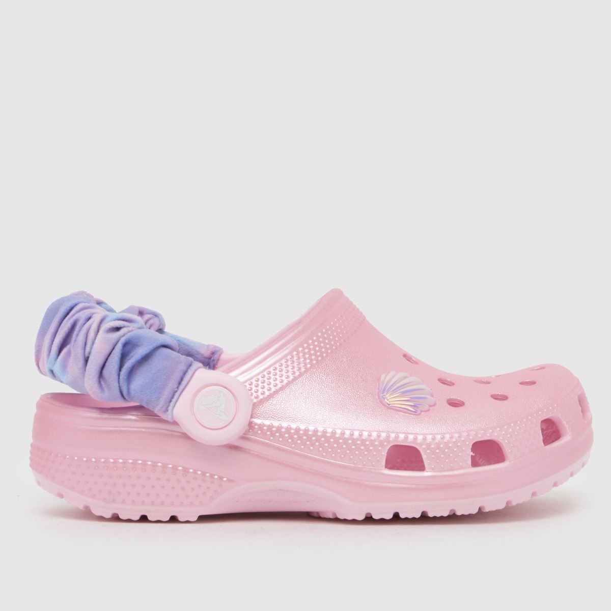 Crocs Pale Pink Classic Scrunchie Shell Clog Girls Junior Sandals