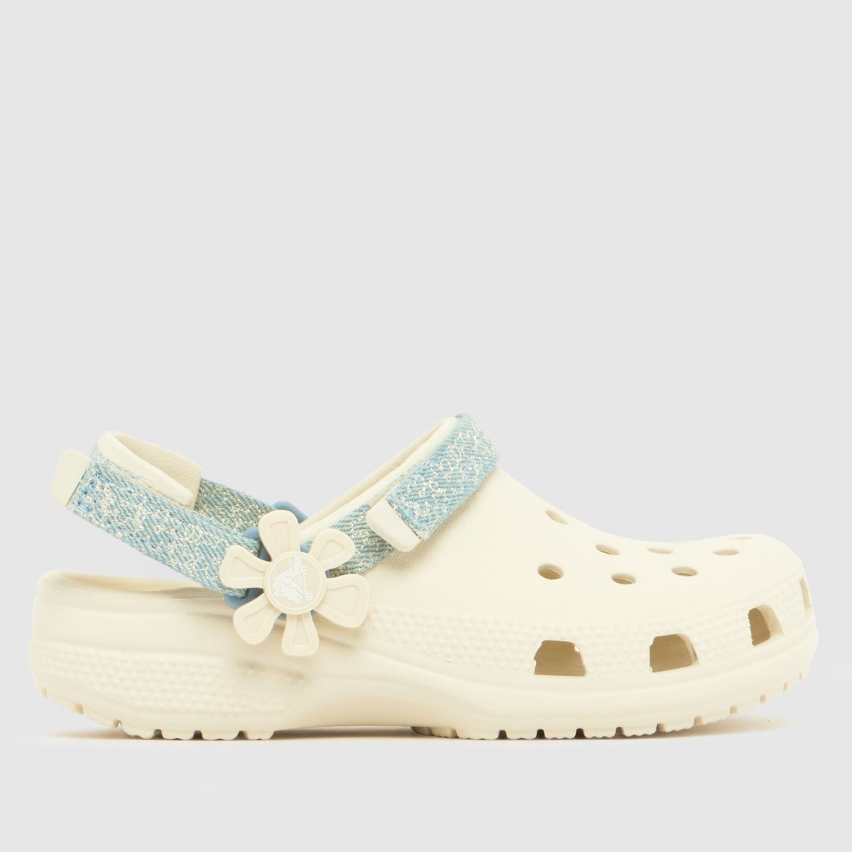 Crocs White & Blue Classic Flower Clog Girls Junior Sandals