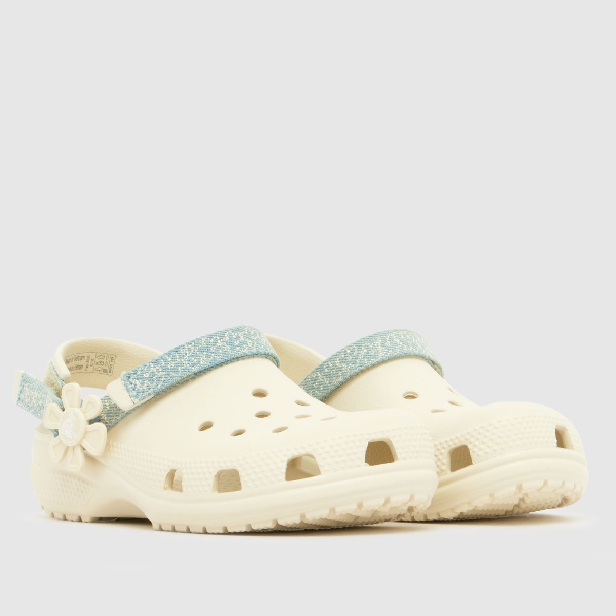 Crocs Classic Flower Clog Girls Junior in White & Blue Crocs Classic Flower Clog 1