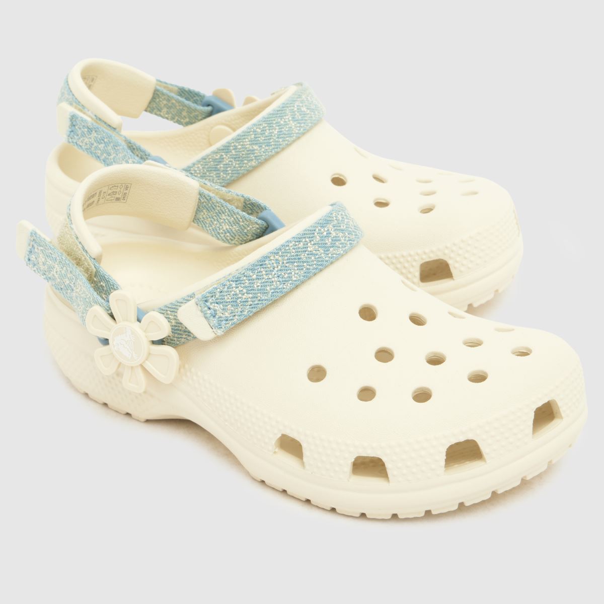 Crocs Classic Flower Clog Girls Junior in White & Blue Crocs Classic Flower Clog 4