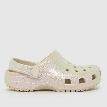 Crocs Beige Multi Classic Glitter Clog Girls Junior