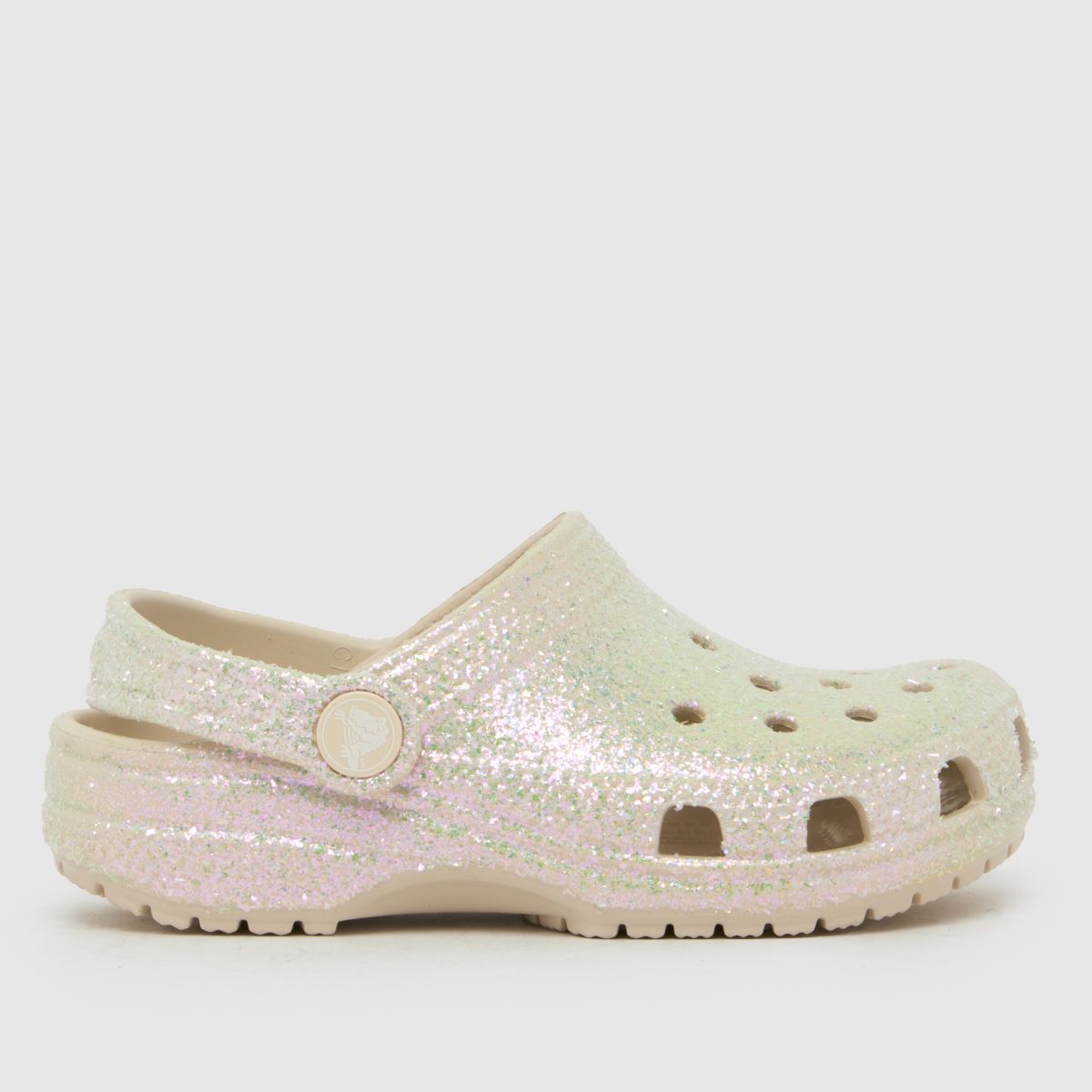 Crocs Beige Multi Classic Glitter Clog Girls Junior Sandals
