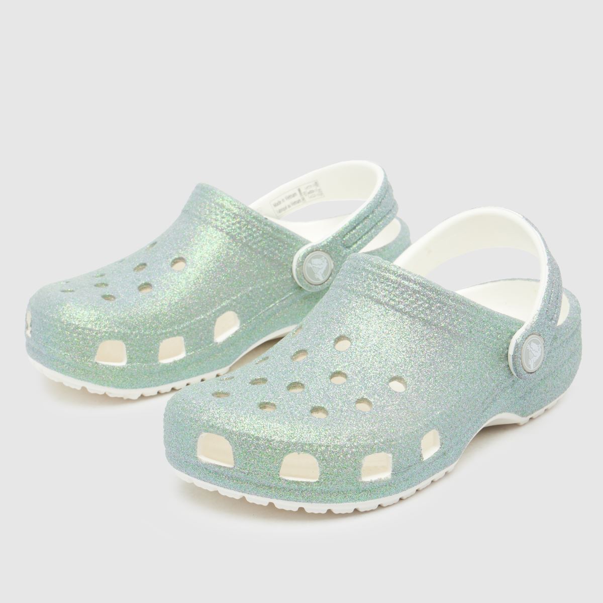 Crocs Classic Glitter Clog Girls Junior in Silver Crocs Classic Glitter Clog 4
