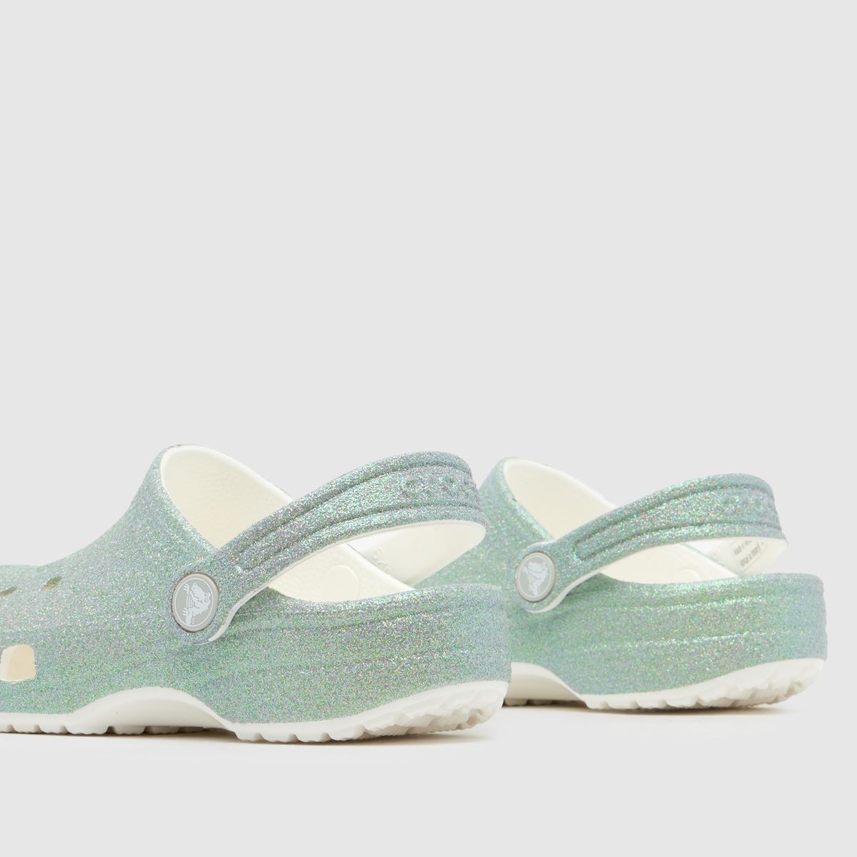 Crocs Classic Glitter Clog Girls Junior in Silver Crocs Classic Glitter Clog 7