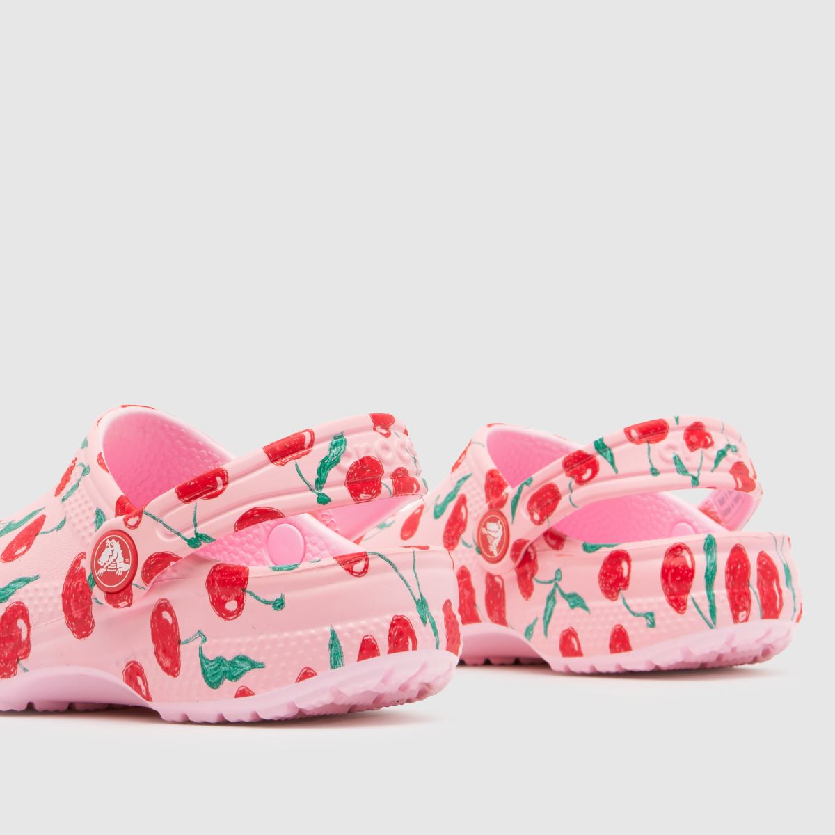 Kids Girls Junior Pink Multi Crocs Classic Cherry Clog Sandals schuh