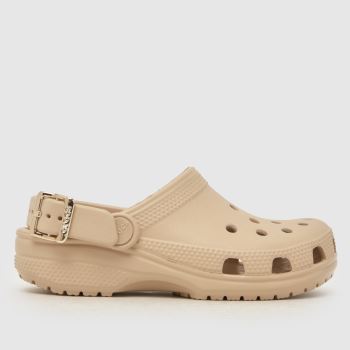 Crocs Beige Classic Metallic Buckle Clog Girls Junior