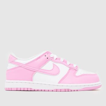 Nike White & Pink Dunk Low Girls Junior