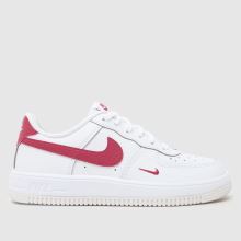 Nike Force 1 Low Girls Junior in White & Burgundy Nike Force 1 Low,1 of 4