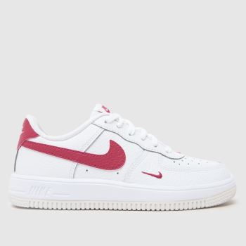 Nike White & Burgundy Force 1 Low Girls Junior