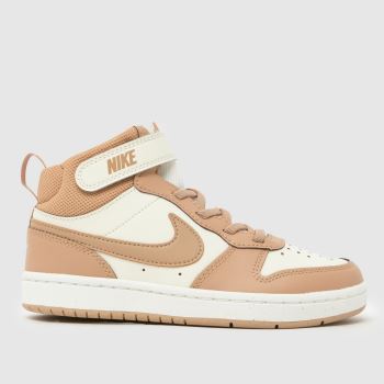 Nike Beige Multi Court Borough Mid 2 Girls Junior