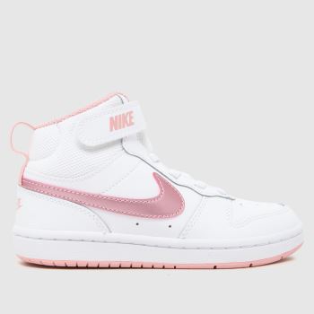 Nike White & Pink Court Borough Mid 2 Girls Junior