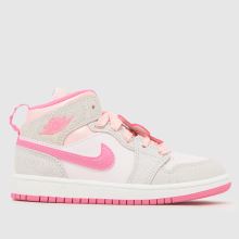 Nike Jordan 1 Mid Girls Junior in Grey Multi Nike Jordan 1 Mid,1 of 4