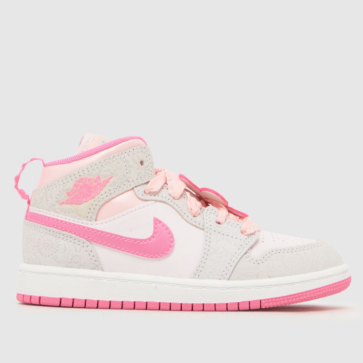 Nike Jordan Grey Multi 1 Mid Girls Junior Trainers, Size: 2 (EU 34)