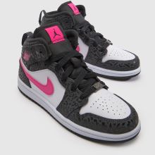 Nike Jordan 1 Mid Girls Junior in Black & pink Nike Jordan 1 Mid,3 of 4