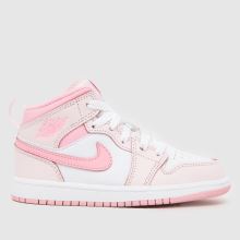 Kids Girls Junior White Pink Nike Jordan Air Jordan Mid
