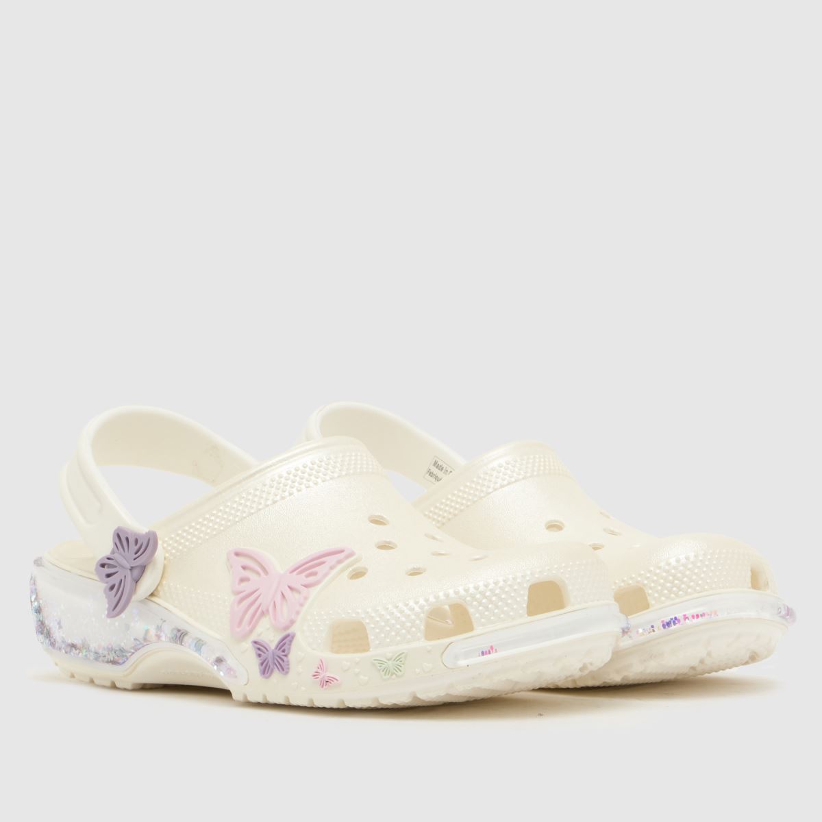 Crocs Classic Butterfly Sparkle Clog Girls Junior in White Multi Crocs Classic Butterfly Sparkle Clog 1