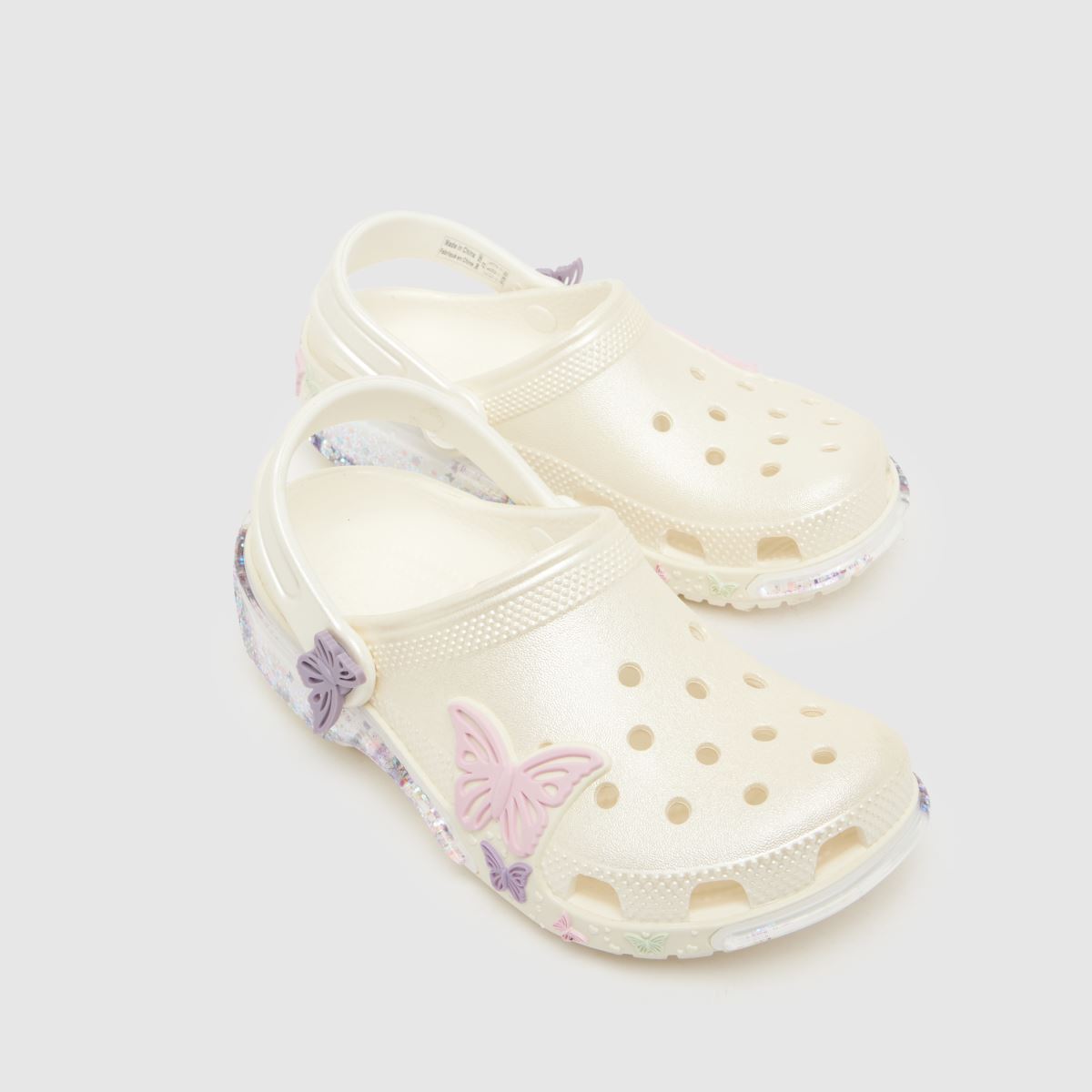 Crocs Classic Butterfly Sparkle Clog Girls Junior in White Multi Crocs Classic Butterfly Sparkle Clog 4