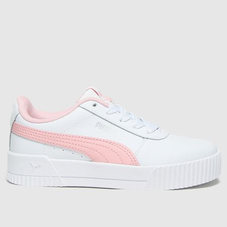 puma carina trainers pink and white