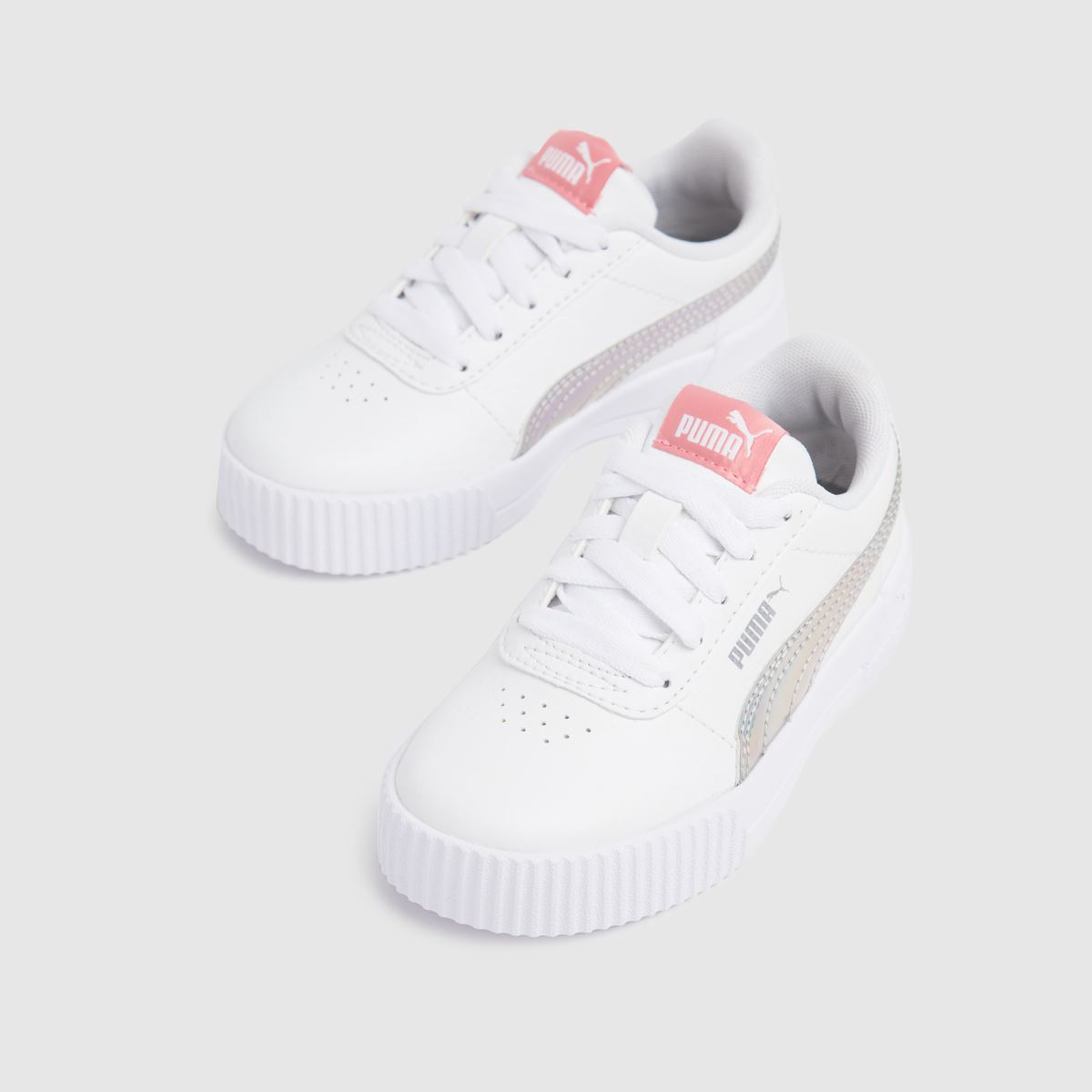 Girls White \u0026 Silver PUMA Carina Rainbow Trainers | schuh