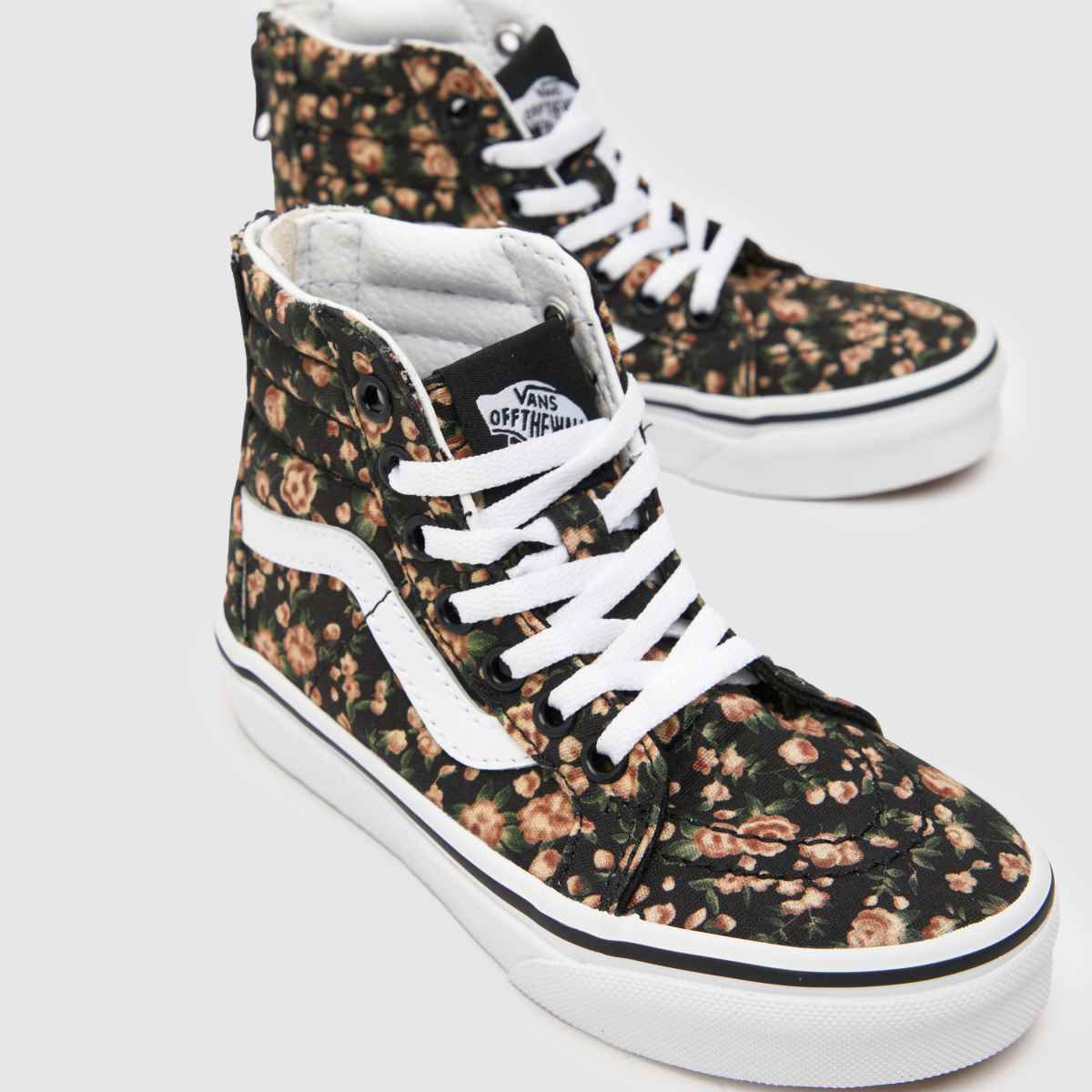 Kids Girls Junior Black & White Vans Sk8hi Zip Trainers schuh