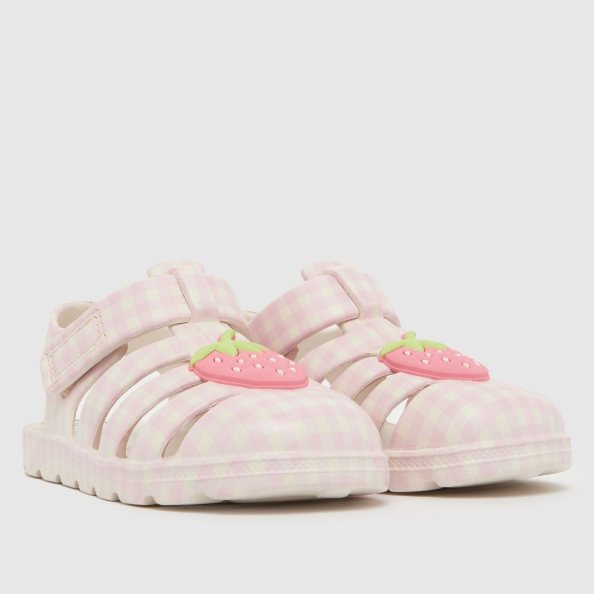 JUJU JELLIES Strawberry Check Cherub Girls Junior in White & Pink JUJU JELLIES Strawberry Check Cherub 1