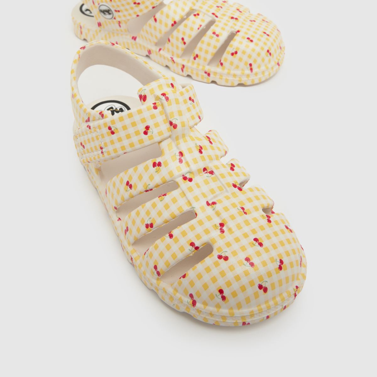 JUJU JELLIES Cherry Check Cherub Girls Junior in White & Yellow JUJU JELLIES Cherry Check Cherub 4