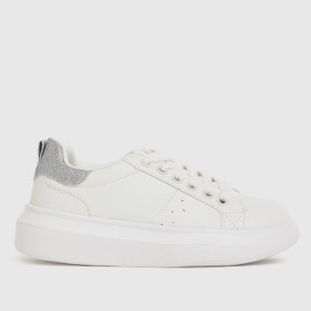 schuh white & silver maverick lace up trainers junior schuh white & silver maverick lace up trainers junior
