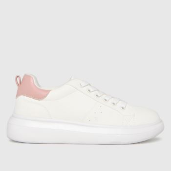 schuh white & pink maverick lace up trainers junior schuh white & pink maverick lace up trainers junior