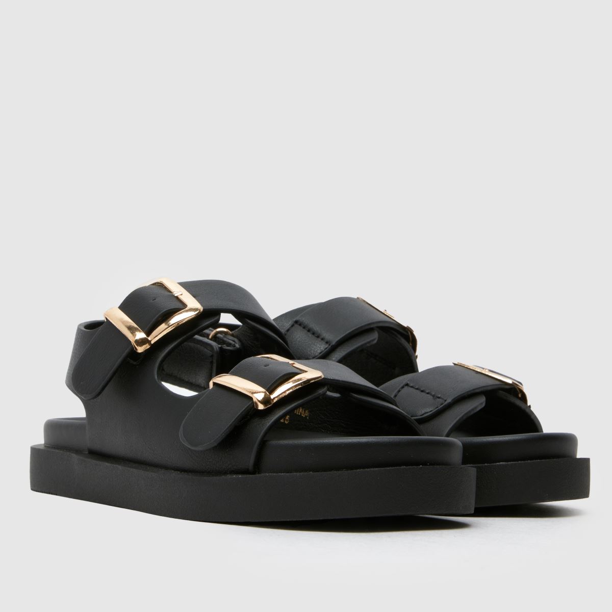 schuh Tabs Buckle Footbed Girls Junior in Black schuh Tabs Buckle Footbed 1