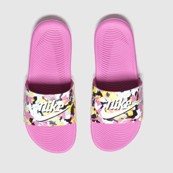 nike pink & black kawa slide se sandals youth nike pink & black kawa slide se sandals youth