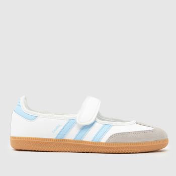 adidas White & Pl Blue Samba Jane Girls Youth
