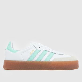 adidas White & Green Sambae Girls Youth